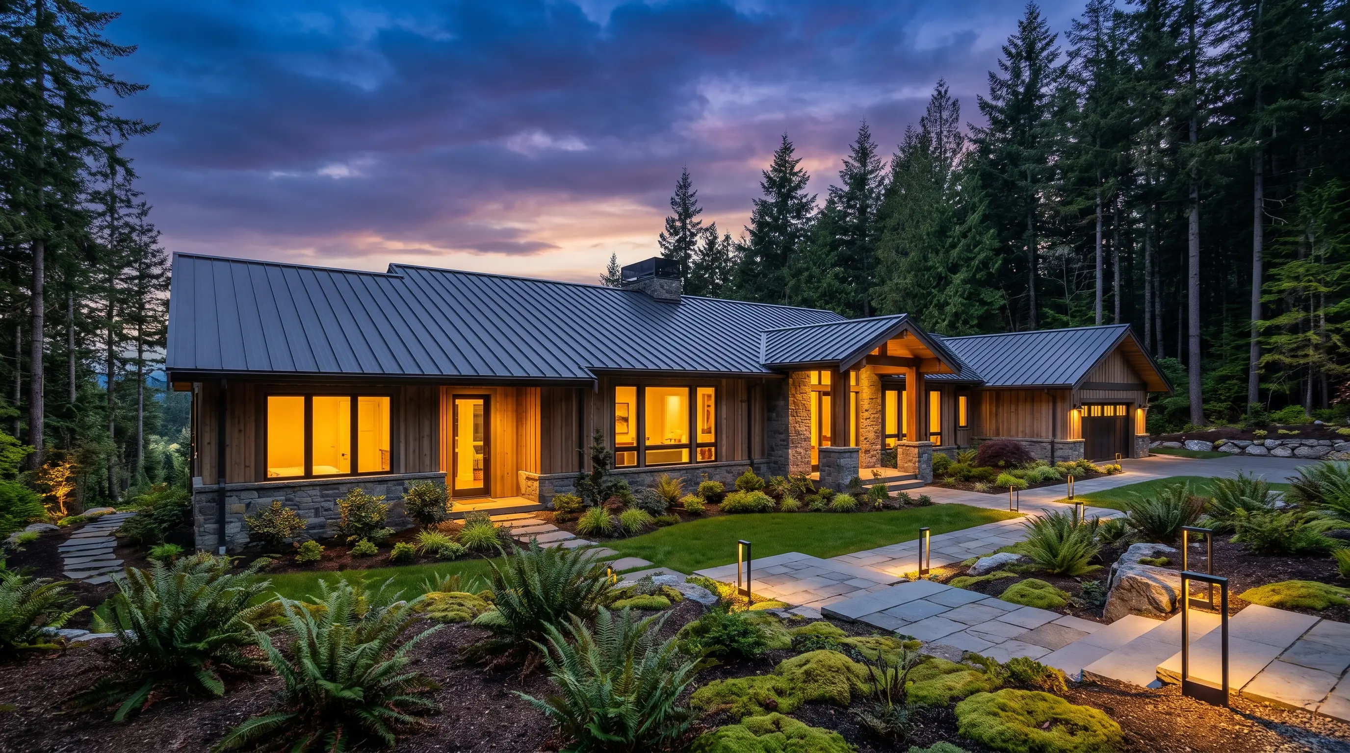 Washington home at dusk